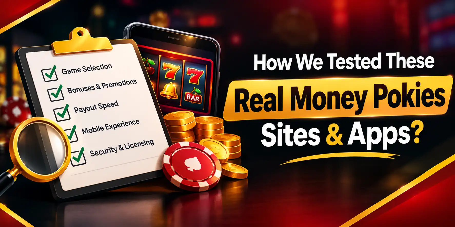 How We Tested These Real Money Pokies Sites & Apps